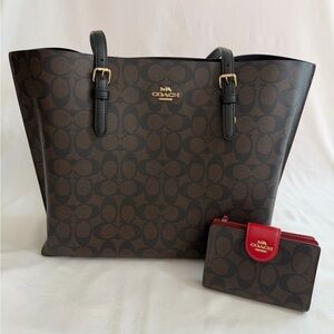 Coach Mollie Black and Brown Signature Tote